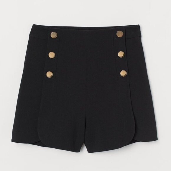 [H&M] Black High Waist Button Shorts - Picture 1 of 3